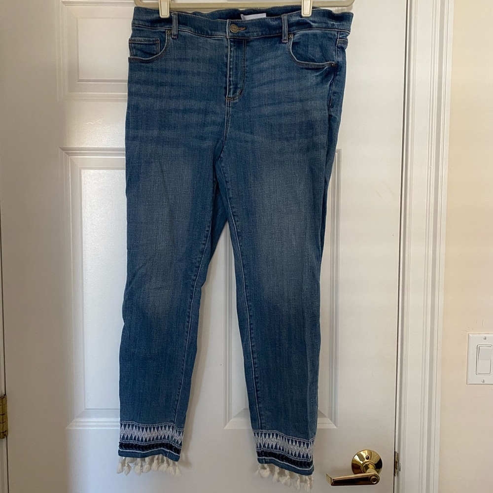 Loft Modern Skinny Tassel Jeans